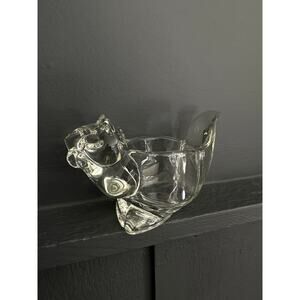 Vintage 70s Avon SQUIRREL Votive Tea Light Clear Heavy Glass Candle Holder